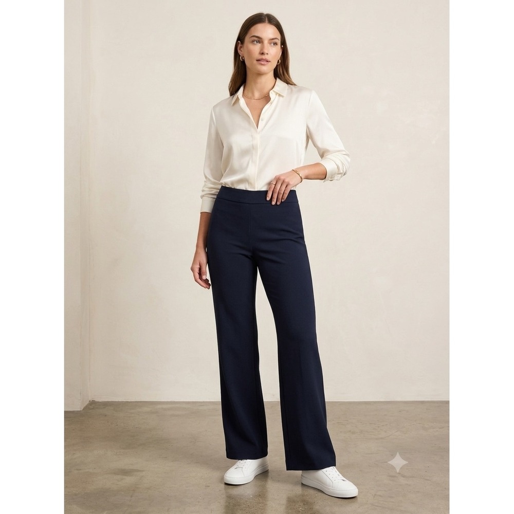 Vintage Ralph Lauren 100% Wool Wide Leg Trousers Blue 6 Made in USA UNITE Union
